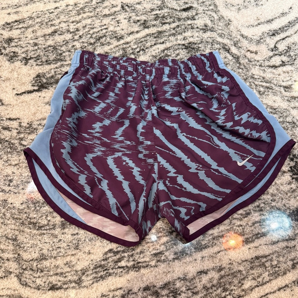 Nike Women's Maroon and Light Blue Athletic Running Shorts